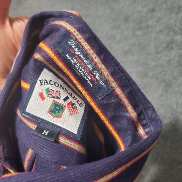 Vintage 90s Faconnable Albert Goldberg Shirt Mens M Navy Striped Button Down - Picture 10 of 10